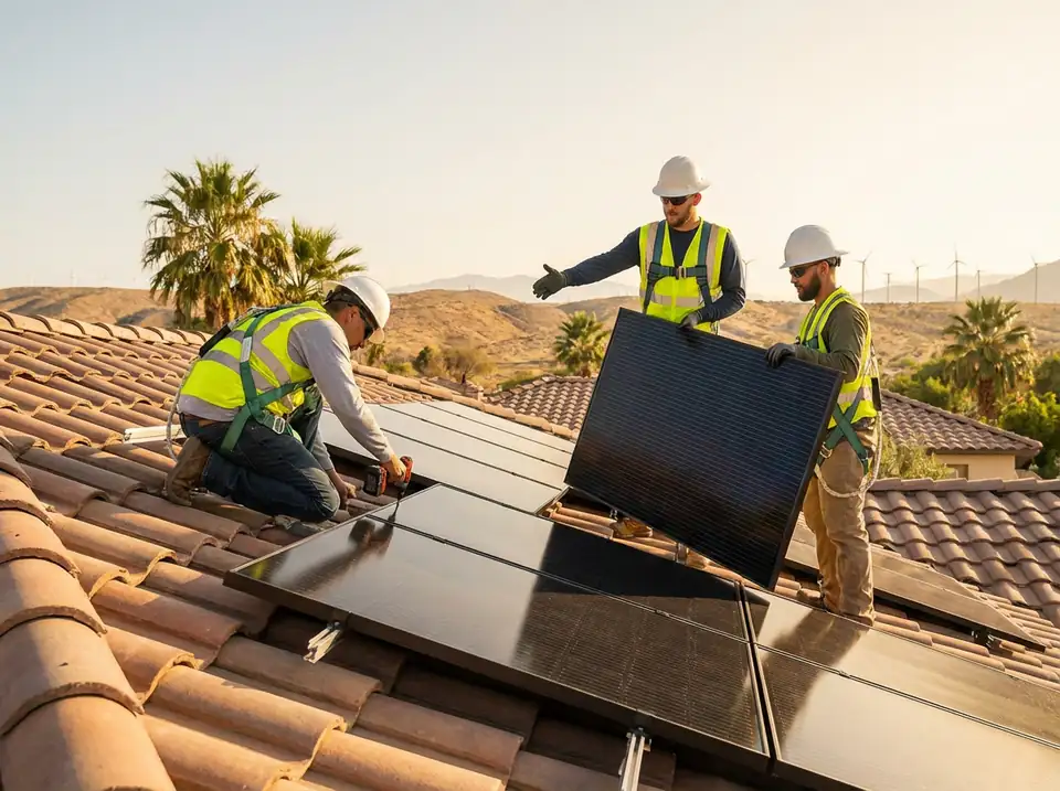 Solar Flare installation team working on a roof